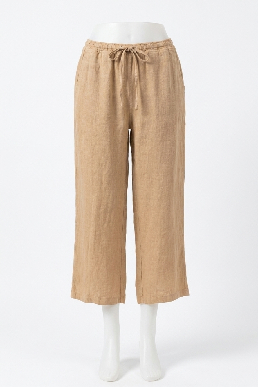 NEW ELLIOTT LAUREN at ease linen crop pant in macchiato